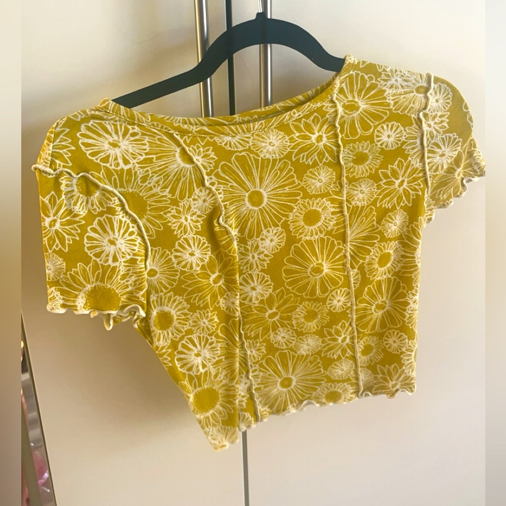 Yellow floral top.